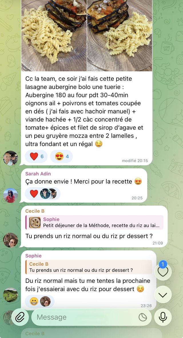 La communauté Telegram : une recette partagée